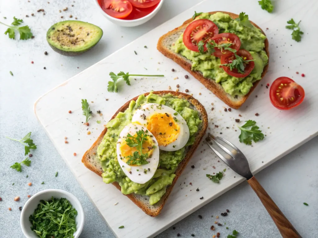 Avocado Toast with Egg and Tomato top