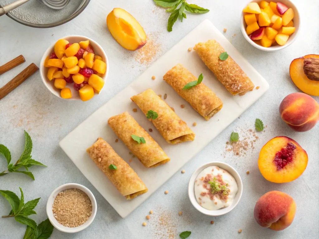 Peach Cobbler Egg Rolls top