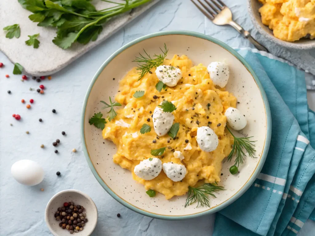 Scrambled Eggs with Cottage Cheese top