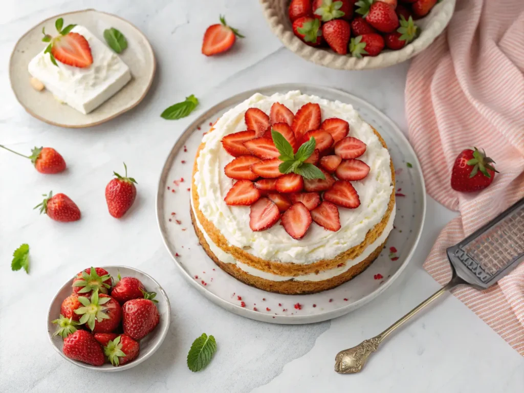 Strawberry Tres Leches Cake top