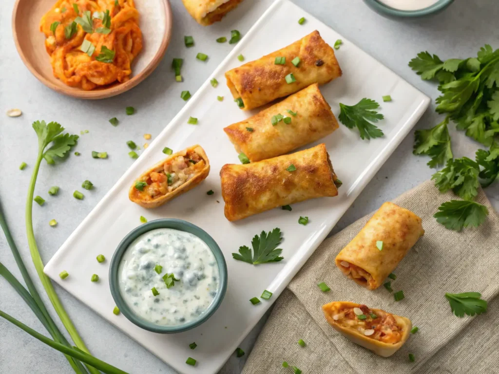Buffalo Chicken Egg Rolls top