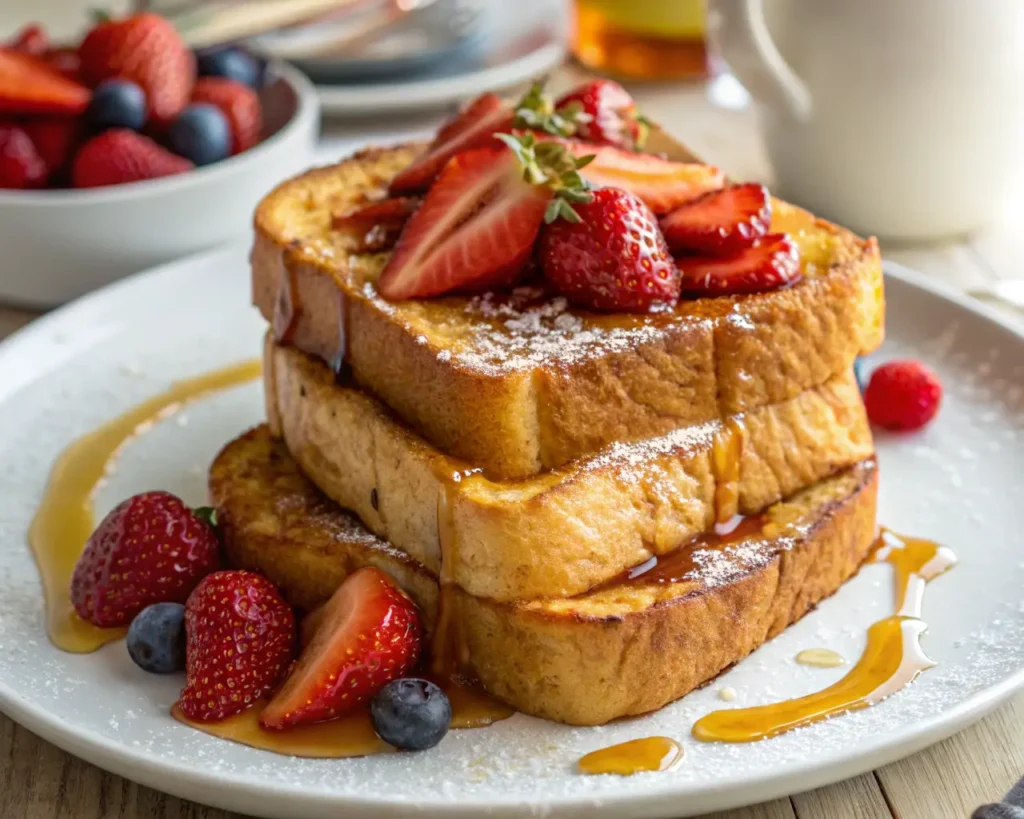 Healthy French Toast with Bananas, Berries, and Chia Seeds