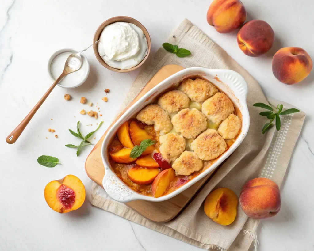 Fresh peaches with cinnamon and nutmeg