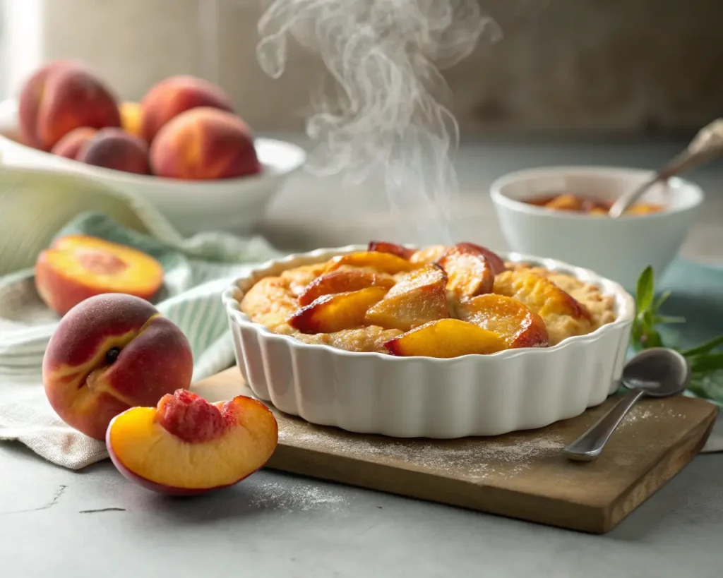 Mixing dough for peach cobbler topping